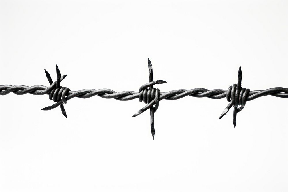 Barbed wire white background monochrome forbidden. AI generated Image by rawpixel.