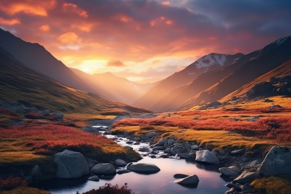 Mountain autumn landscape outdoors. AI generated Image by rawpixel.