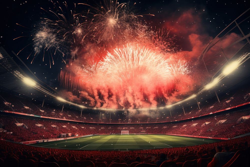 Firework Soccer stadium architecture. AI generated Image by rawpixel.