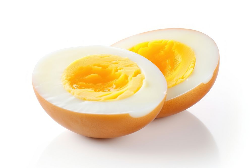 Boiled egg slice food white background. AI generated Image by rawpixel.