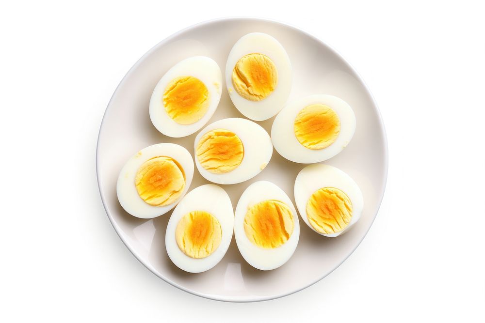 Boiled egg plate food white background. AI generated Image by rawpixel.