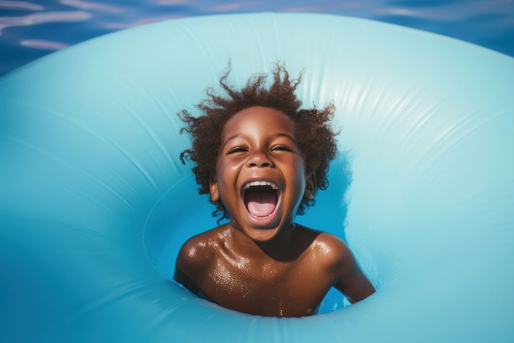 Swimming laughing shouting floating. AI generated Image by rawpixel.