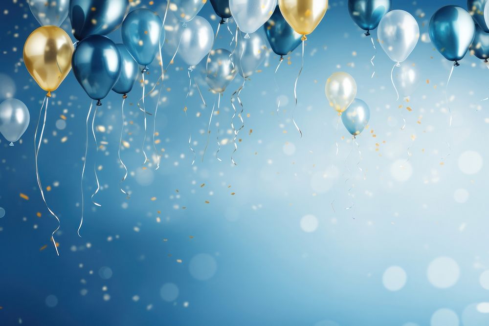 Balloons backgrounds confetti blue. AI generated Image by rawpixel.