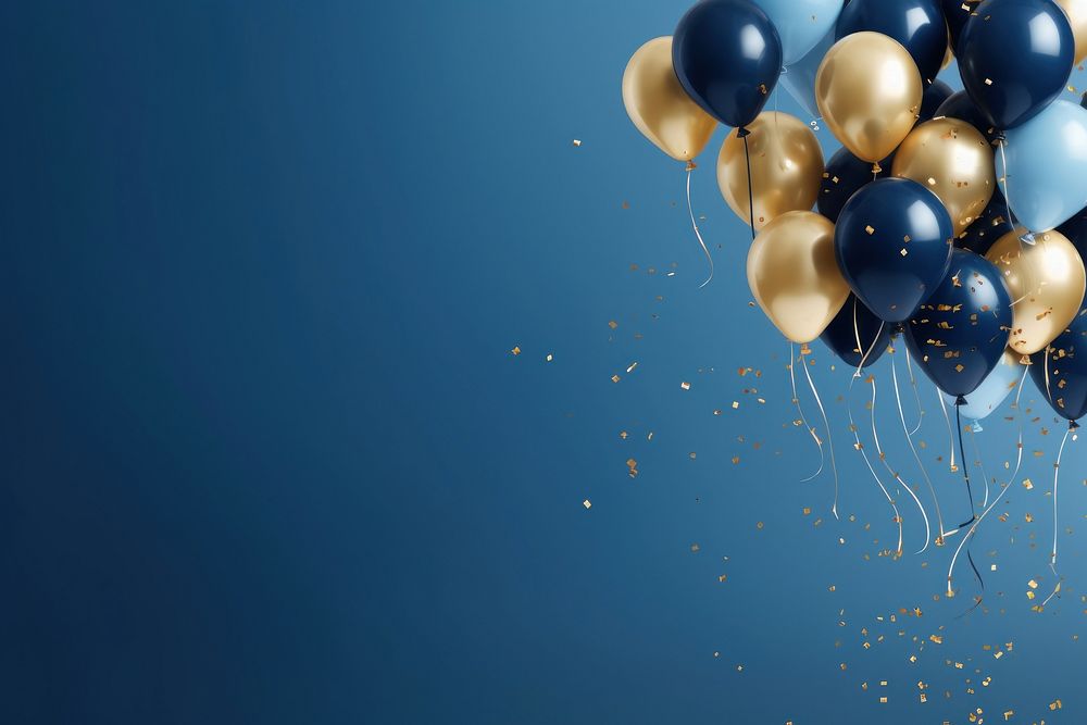 Balloons confetti blue blue background. AI generated Image by rawpixel.