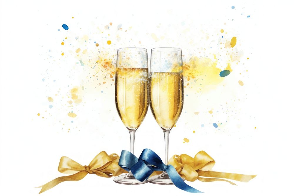 Champagne celebration confetti ribbon. AI generated Image by rawpixel.