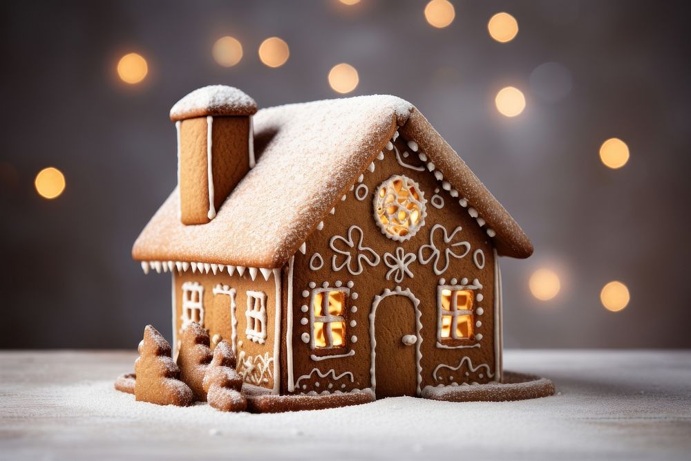 Christmas gingerbread cookie house. AI generated Image by rawpixel.