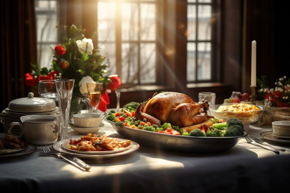 Christmas meal dinner brunch supper. AI generated Image by rawpixel.
