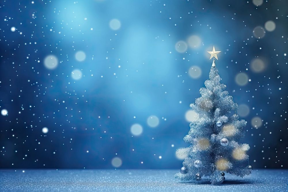 Christmas tree decoration bokeh bright lights particles christmas backgrounds outdoors. AI generated Image by rawpixel.