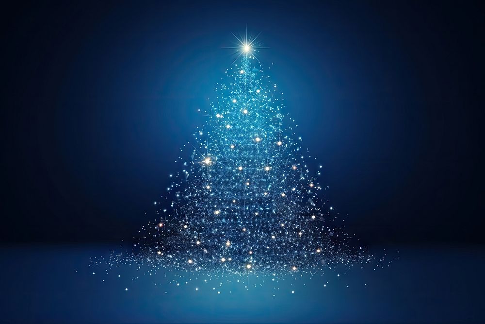 Christmas tree decoration bright lights particles christmas blue christmas tree. AI generated Image by rawpixel.