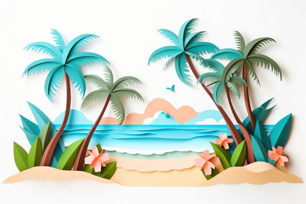 Beach painting nature art. AI generated Image by rawpixel.