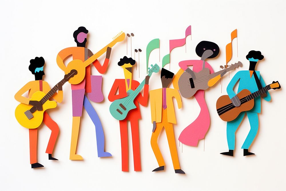 Music band musician guitar white background. AI generated Image by rawpixel.