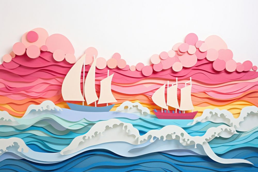 Sea painting nature craft. AI generated Image by rawpixel.