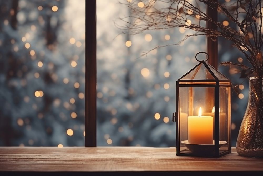 Christmas candle holiday window. AI generated Image by rawpixel.