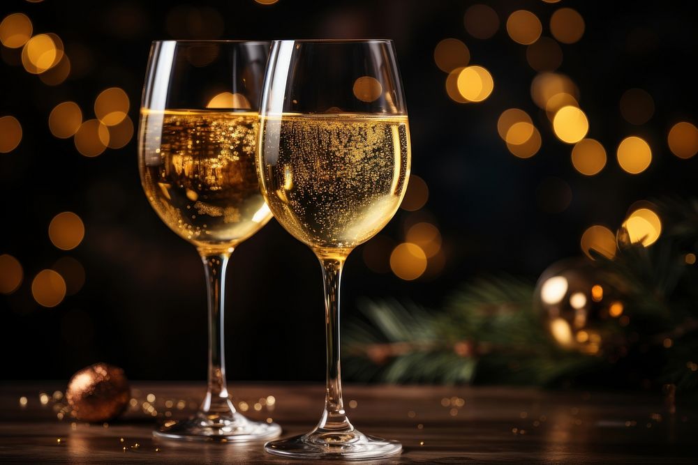 Champagne christmas glass drink. AI generated Image by rawpixel.