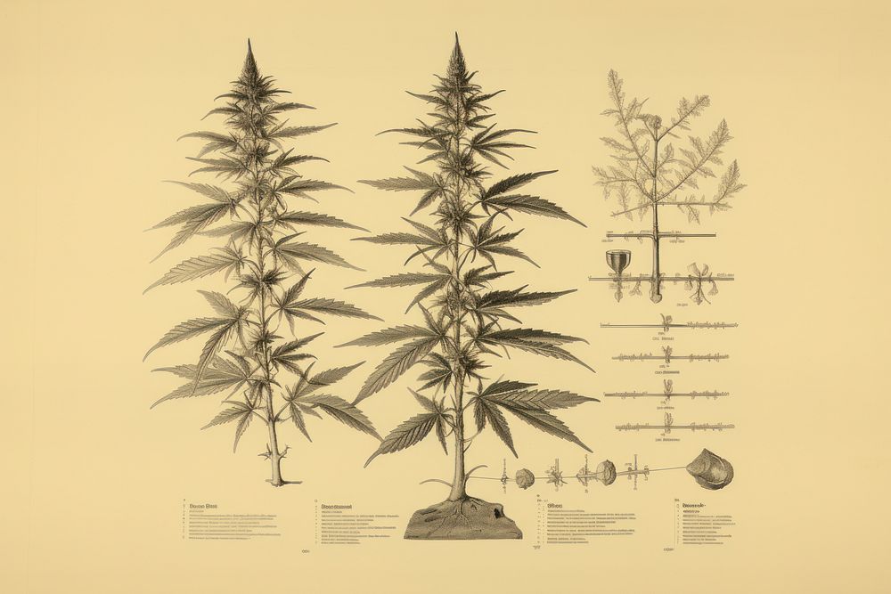 Weed drawing plant cannabis. AI generated Image by rawpixel.