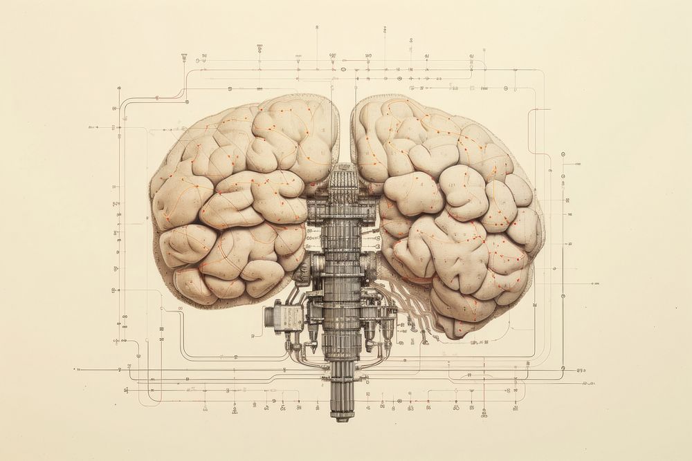 Brain drawing diagram brain. AI generated Image by rawpixel.