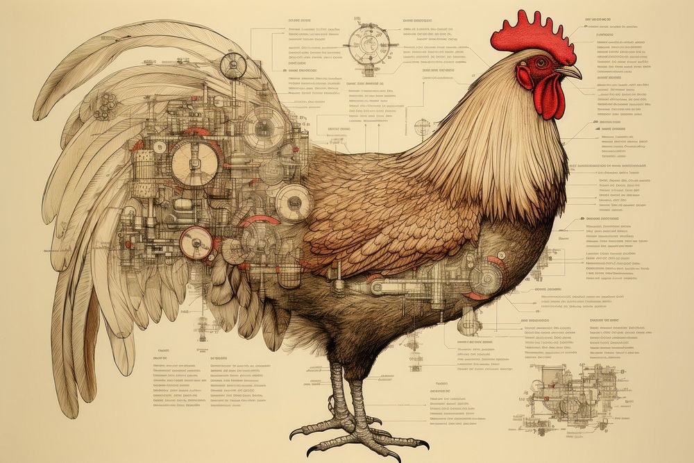 Chicken chicken poultry drawing. AI generated Image by rawpixel.