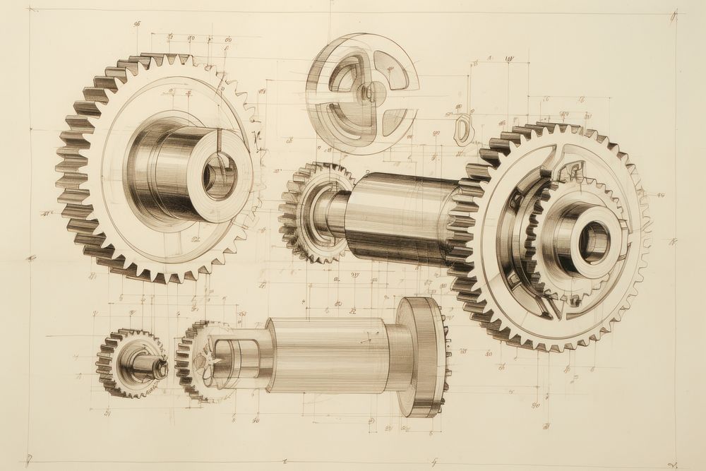 Gear gear drawing diagram. AI generated Image by rawpixel.