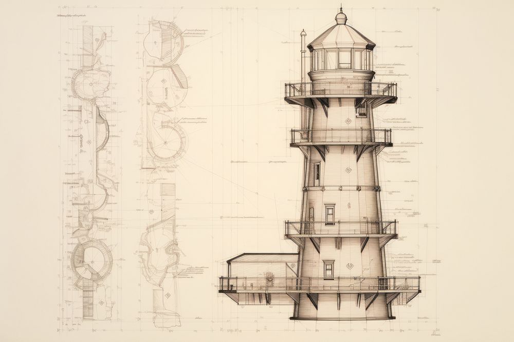 Light house diagram drawing architecture. AI generated Image by rawpixel.