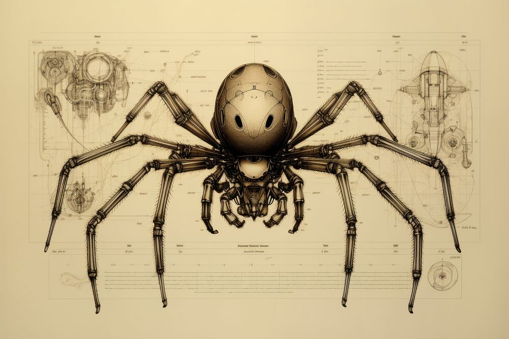 Spider spider arachnid drawing. AI generated Image by rawpixel.