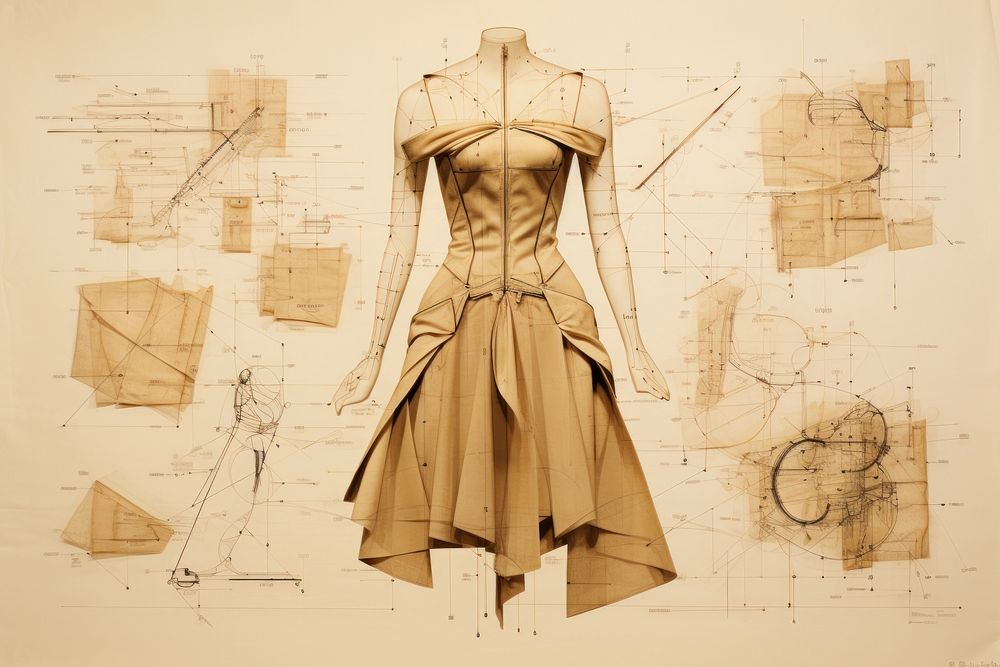 Dress fashion drawing dress. AI generated Image by rawpixel.
