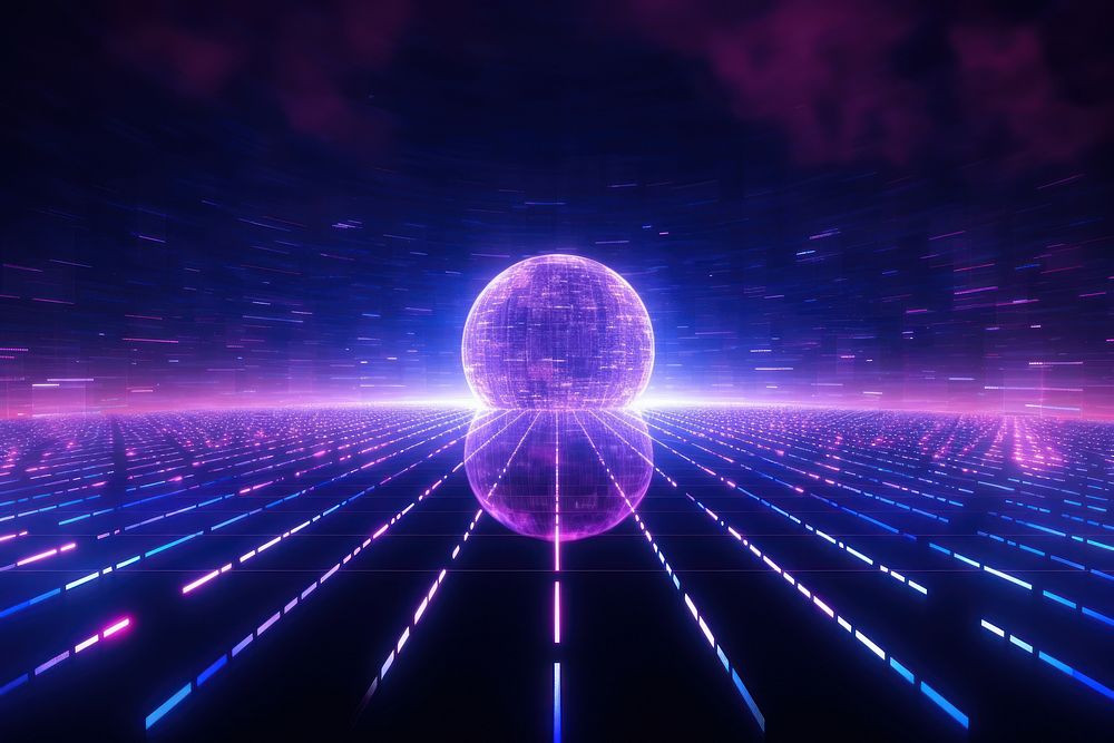 Digital globe background light futuristic purple. AI generated Image by rawpixel.