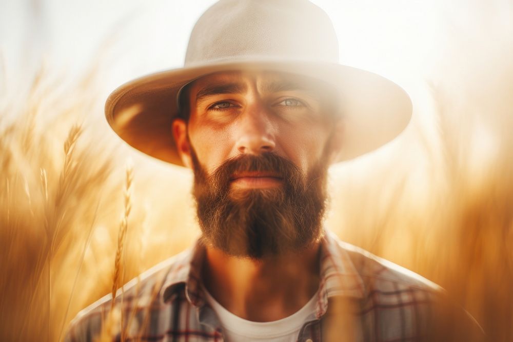 Farmer wheat portrait beard. AI generated Image by rawpixel.