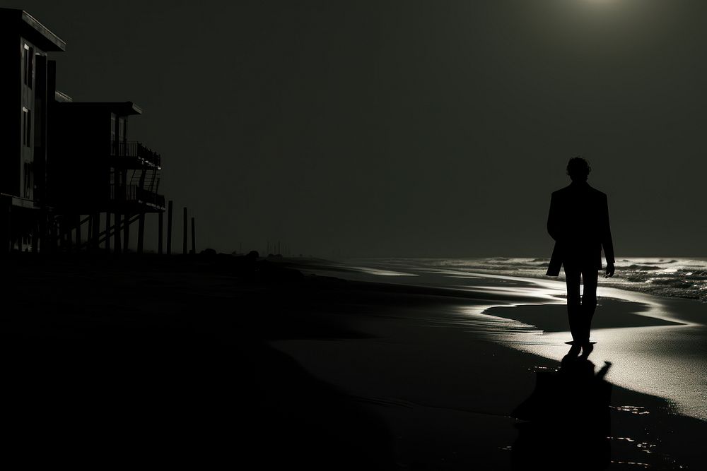 Beach beach silhouette outdoors. AI generated Image by rawpixel.