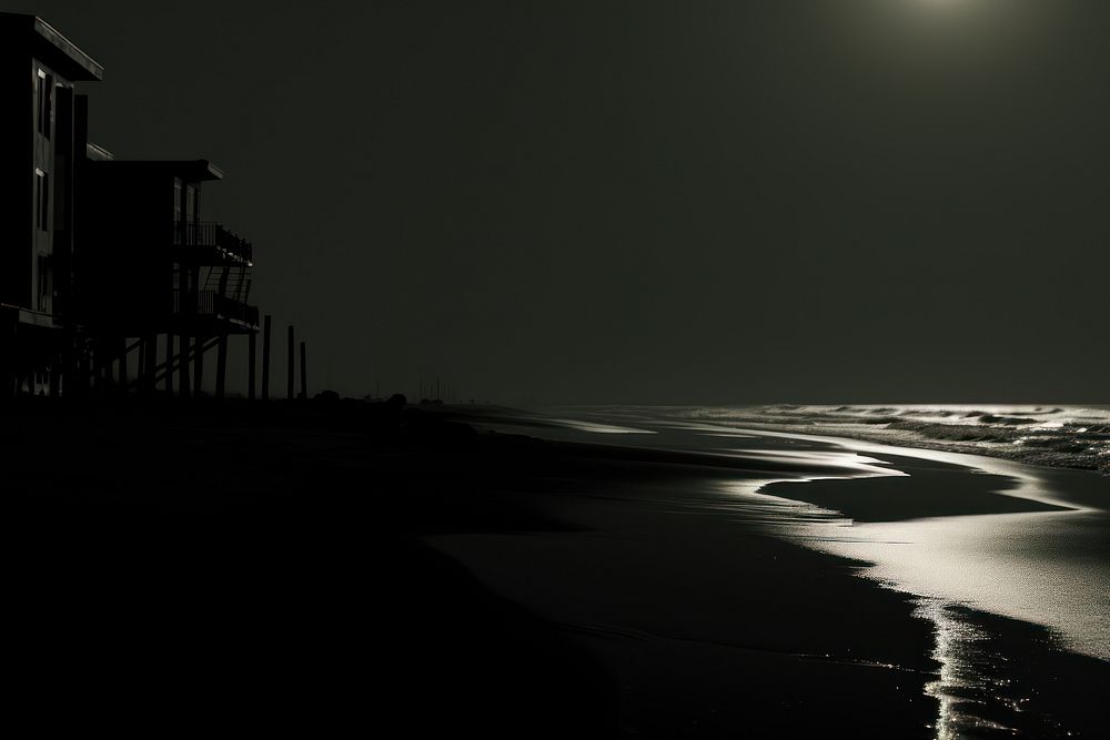 Beach beach silhouette outdoors. AI generated Image by rawpixel.