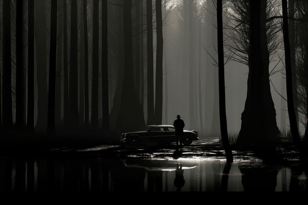 Forest forest silhouette outdoors. AI generated Image by rawpixel.