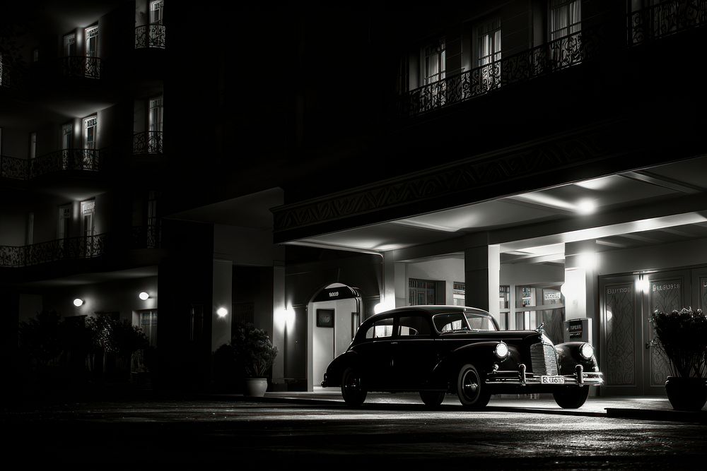 Hotel lighting vehicle street. AI generated Image by rawpixel.