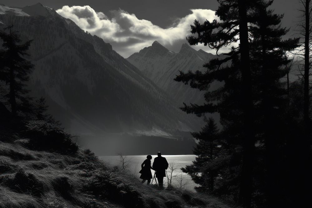 Mountain mountain wilderness silhouette. AI generated Image by rawpixel.