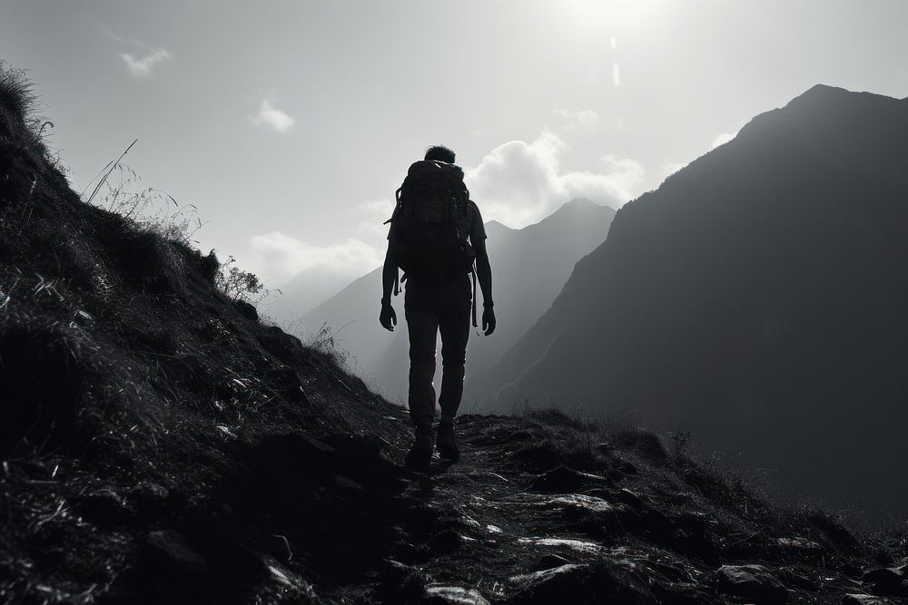 Man hiking backpack adult mountaineering. AI generated Image by rawpixel.