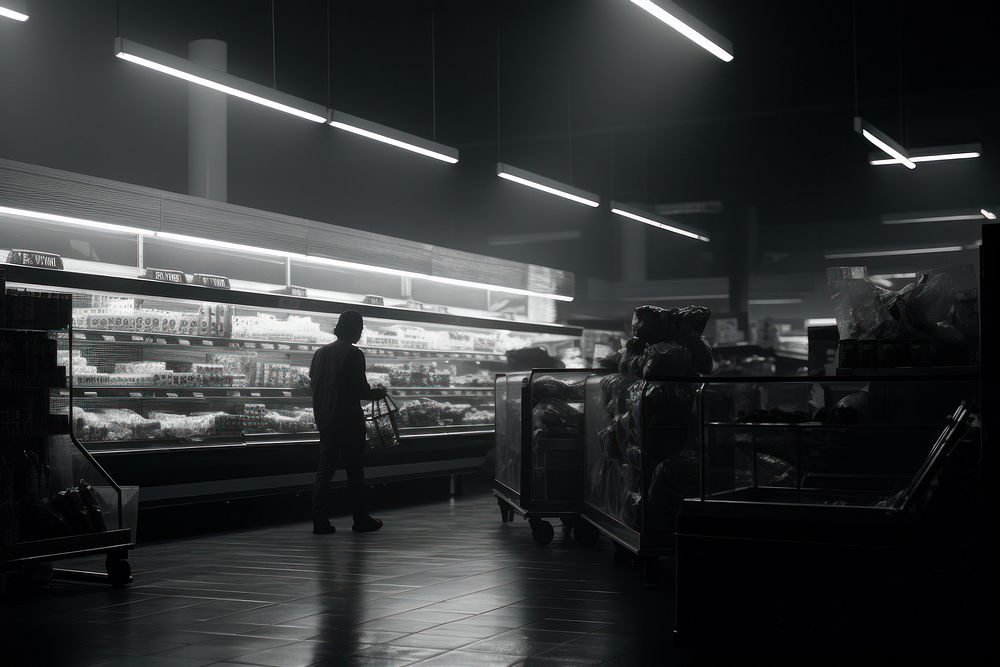 Supermarket light architecture illuminated. AI generated Image by rawpixel.