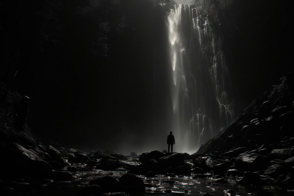 Waterfall waterfall outdoors nature. AI generated Image by rawpixel.