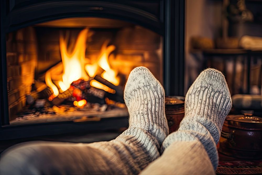 Fireplace socks hearth winter. AI | Premium Photo - rawpixel