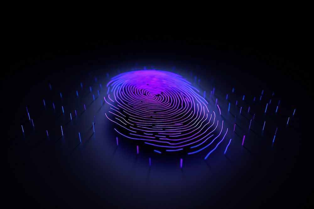Fingerprint light glowing spiral. AI generated Image by rawpixel.