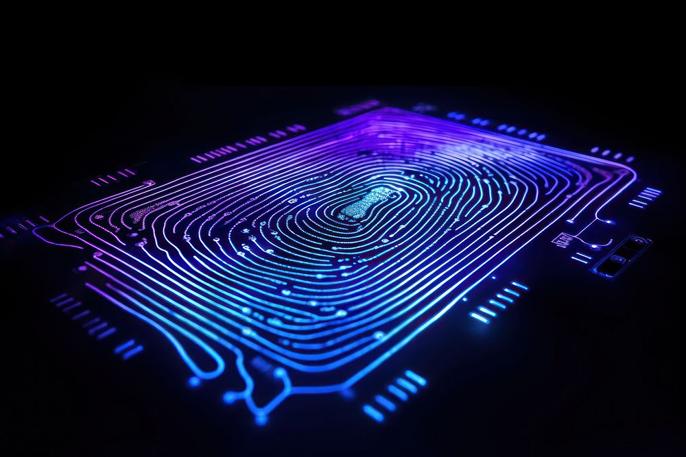 Fingerprint technology cyberspace blackboard. AI generated Image by rawpixel.