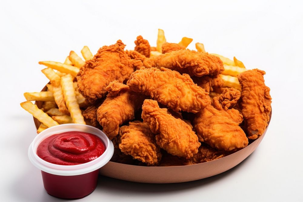 Fried Chicken ketchup fried food. AI generated Image by rawpixel.