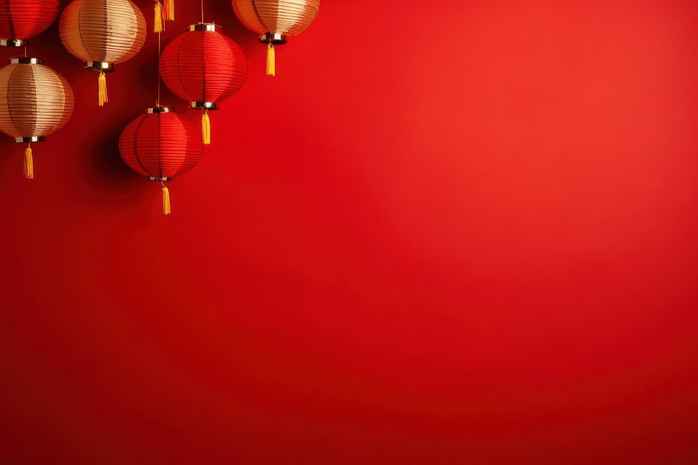 Chinese paper lanterns backgrounds gold red. AI generated Image by rawpixel.