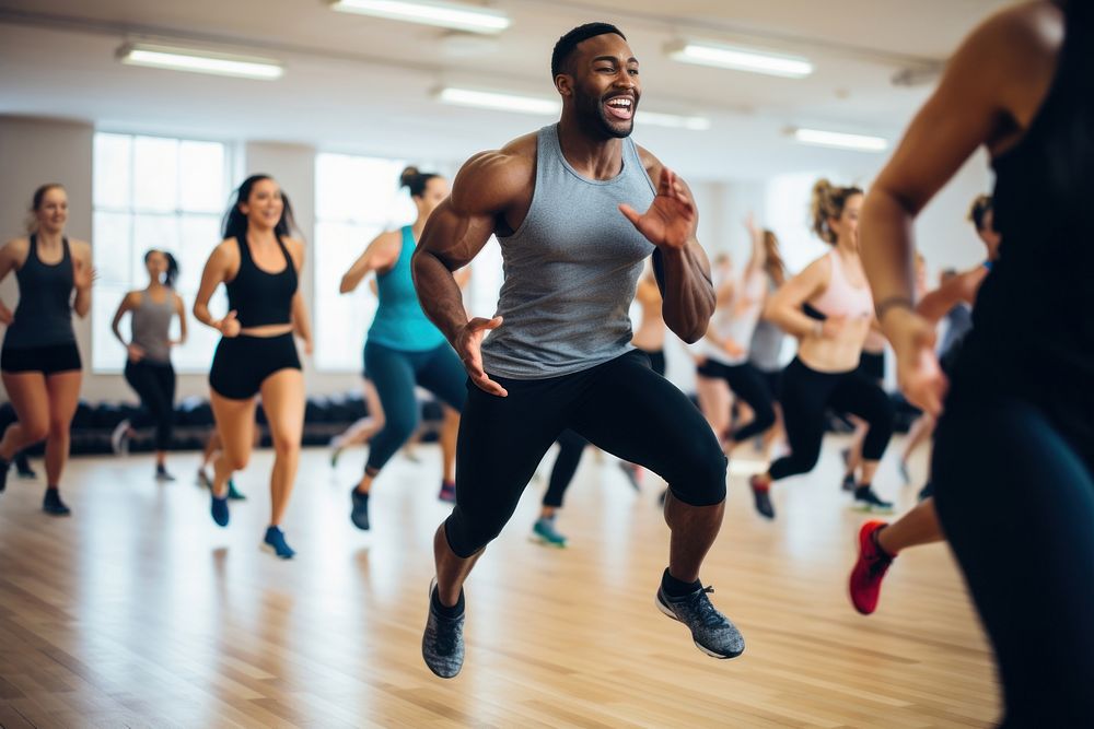 Group fitness class dancing sports adult. AI generated Image by rawpixel.