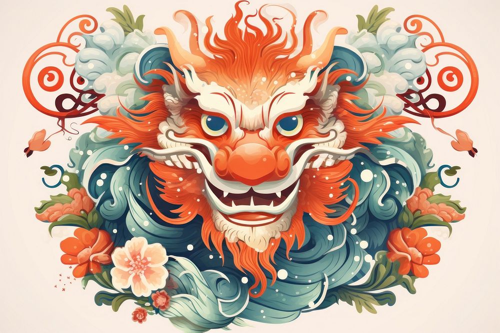 Dragon Chinese New Year art pattern. AI generated Image by rawpixel.