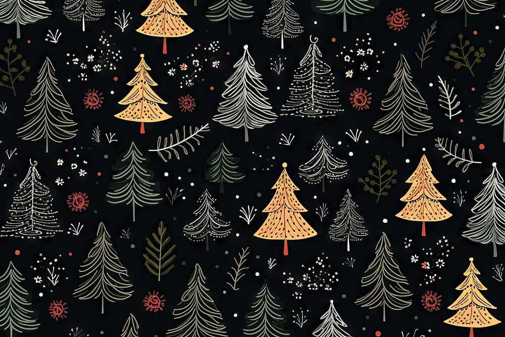 Christmas Hand drawn pattern plant. AI generated Image by rawpixel.