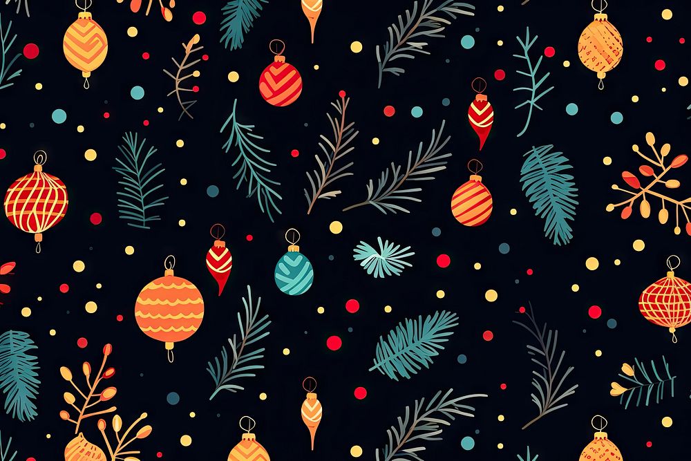 Christmas Hand drawn pattern illuminated. AI generated Image by rawpixel.