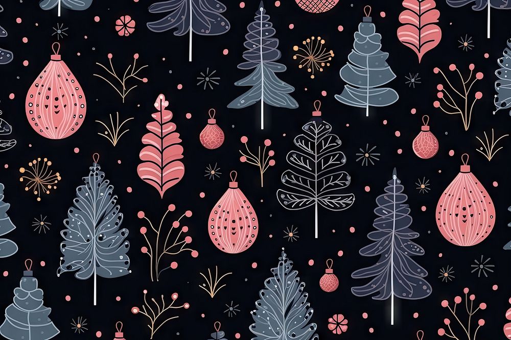 Christmas Hand drawn pattern backgrounds. AI generated Image by rawpixel.