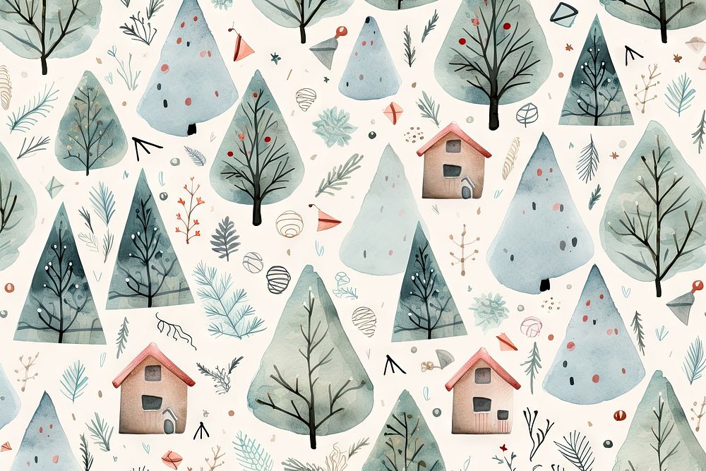 Christmas Hand drawn pattern backgrounds. AI generated Image by rawpixel.