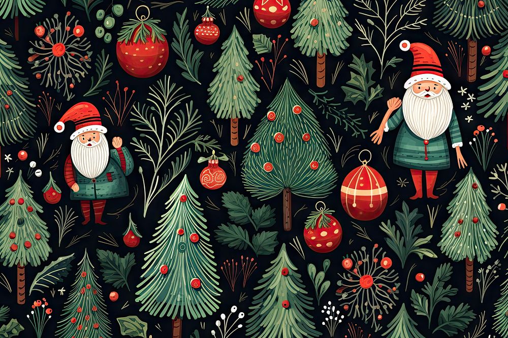 Christmas Hand drawn pattern winter. AI generated Image by rawpixel.