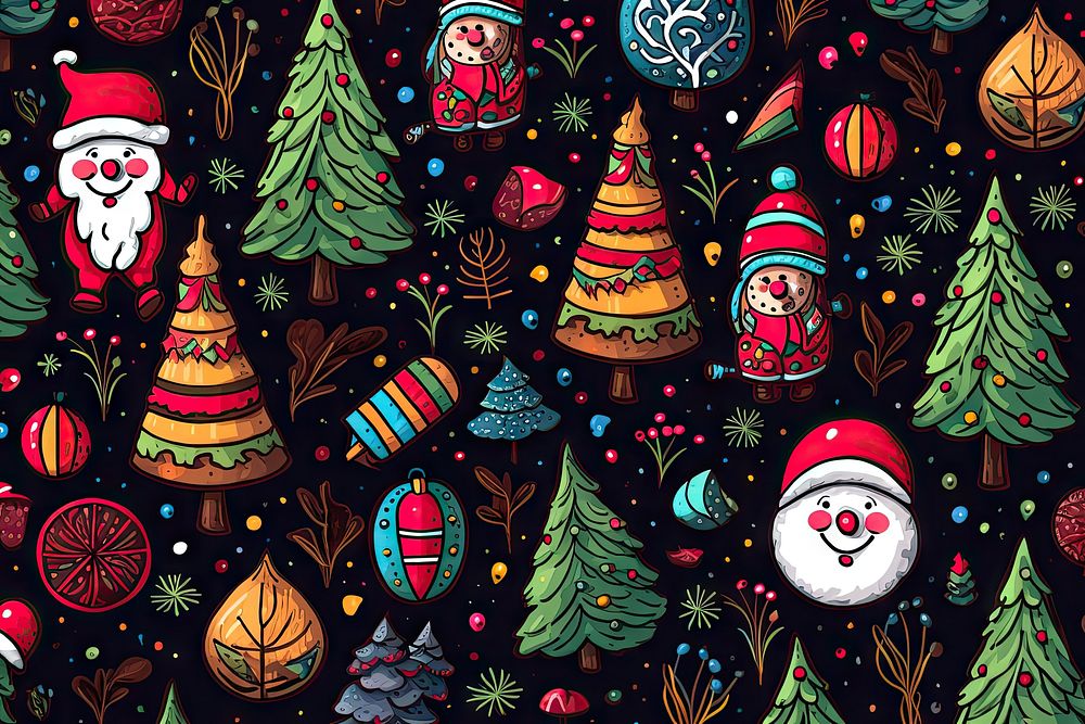 Christmas Hand drawn pattern winter. AI generated Image by rawpixel.