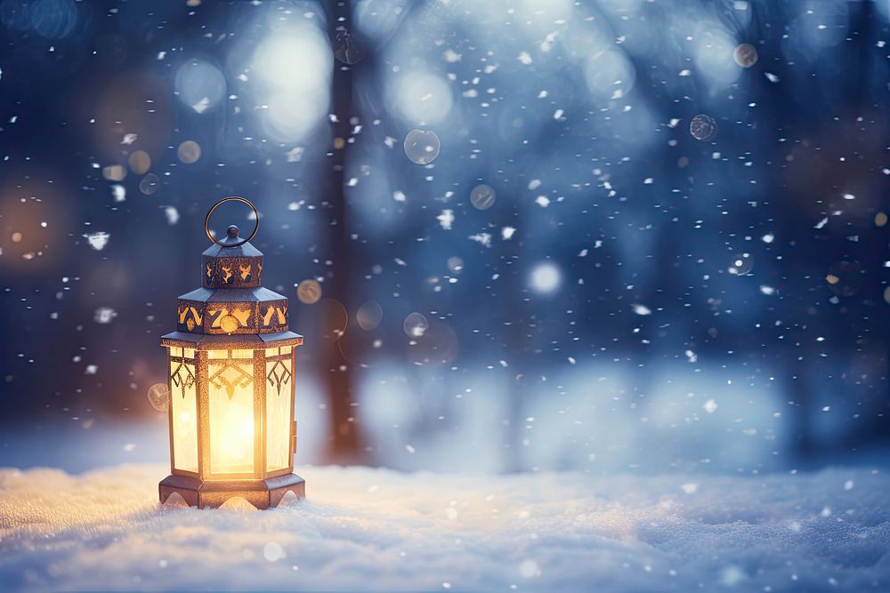 Snow architecture outdoors lantern. AI generated Image by rawpixel.