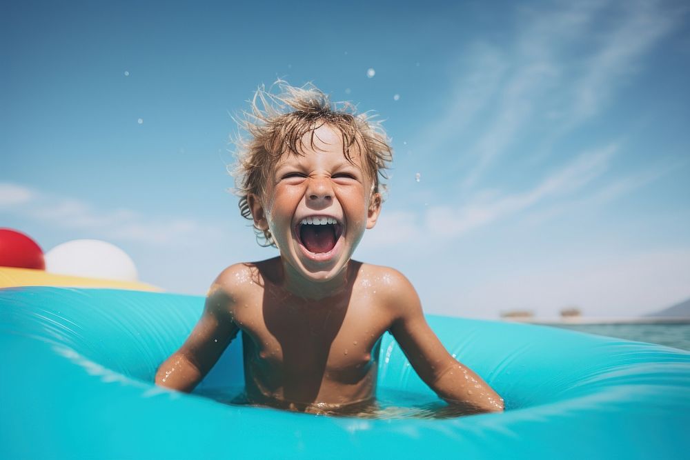 Swimming laughing shouting smiling. AI generated Image by rawpixel.